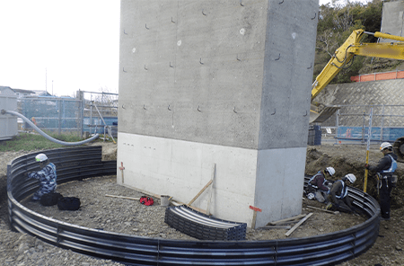 ライナープレート工法を用いた立坑工事